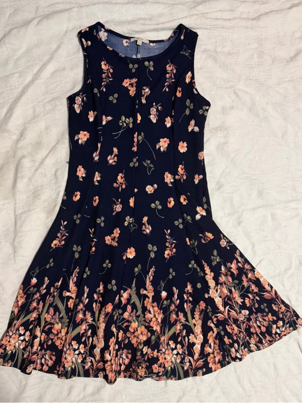 Haani Navy Dress with Pink Floral Print